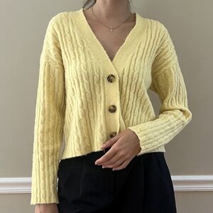 Zara Yellow Button Up Cardigan